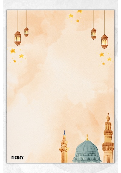 A5 İslam Bloknot Çizgisiz Defter - 50 Yaprak - Notepad - Memopad - Not Kağıdı Çok Renkli Çok Renkli