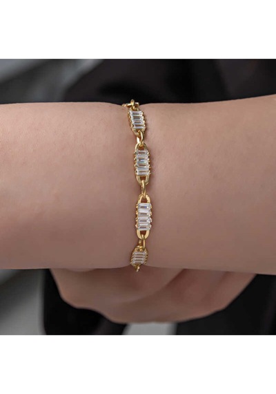 Casera's Gümüş Gold Baget Taşlı Kadın Bileklik Csr2185203 Gümüş