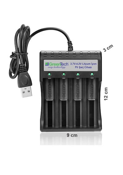 Greentech 3.7 – 4.2 Lityum İyon Pil Şarj Cihazı (Dört Yuvalı) / GT-BC05