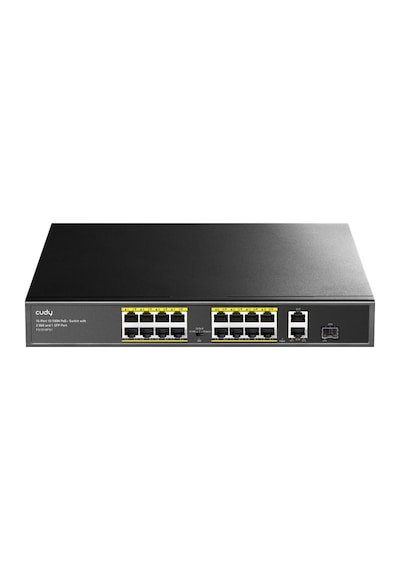 Cudy FS1018PS1 16 Port 10/100mbps 200 W Poe+ 2 Gigabit Uplink Portlu Sfp Vlan Cctv Sfp Switch