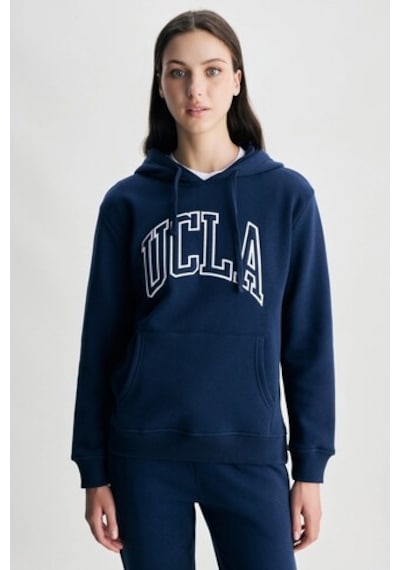Ucla Rıley Lacivert Kapüşonlu Nakışlı Standard Fit Kadın Sweatshirt Lacivert