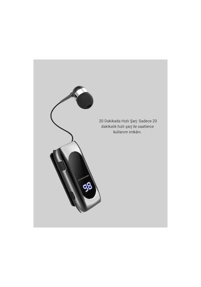Dijital Göstergeli Bluetooth Kulaklık Klipsli Ve Şık Tasarım Yeni Nesil Diğer