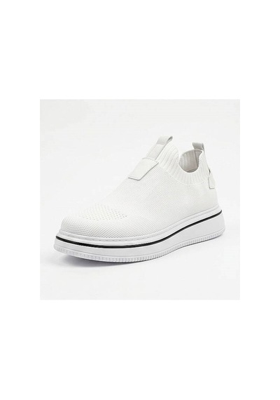 Daytex 1111 Erkek Slip-on - Full Triko Örgü Sportif Kalın Eva Taban Sneaker Beyaz