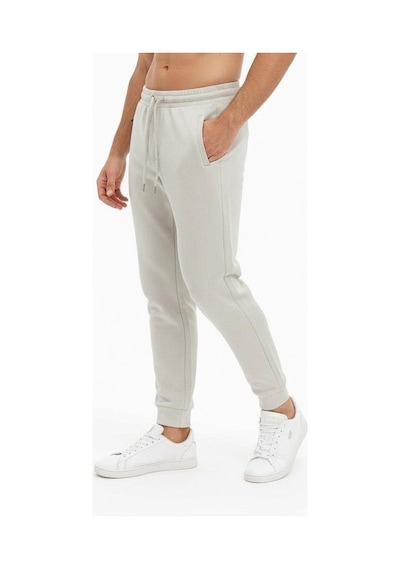 Plus Scorpion Erkek Slim Fit Eşofman Altı Pamuklu Kumaş, Fermuarlı Cepli, Rib Paça Gri