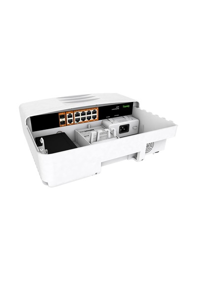 Tiandy HPS-3008G-2G2SFP 8 Port GB Poe 2 Port GB Uplink 2 Port GB SFP Yönetilmeyen Dış ortam Su geçirmez AI POE Switch