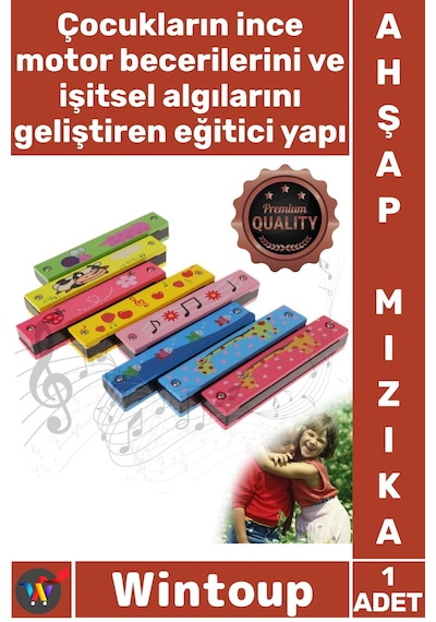 Mızıka Kalite Eğitici Müzik Aleti Çocuk Ritim Gelişimi Sağlayan Renkli Tasarım Sağlam Ahşap Mızıka
