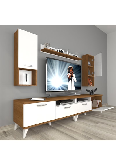 Decoraktiv Eko 5200da Mdf Retro Tv Ünitesi Tv Sehpası Ceviz - Beyaz