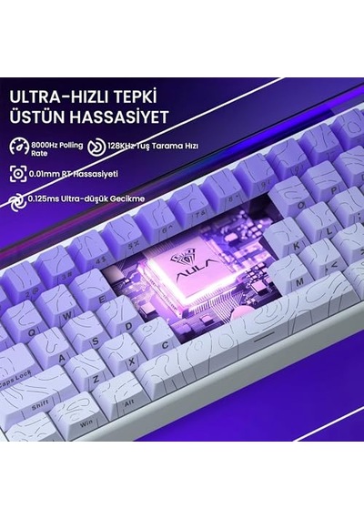 Hero 68 He Manyetik Klavye Trigger Dragon Switch 8000hz Rgb Neon Tkl Hot Swap Oyuncu Klavyesi Mor
