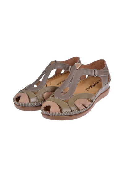 Forelli Hakiki Deri Comfort Kadın Sandalet For-22521 Vizon-vizon Vizon