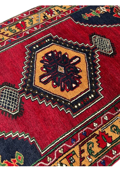 El Dokuma Sıfır Yahyalı Halısı 110x200 Kırmızı Kök Boya Yün Halı Kırmızı