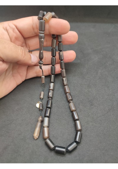 Şevket Alkan Usta Eseri Alaca Renk Naturel Bufalo Boynuzu Sertifi Açık Gri