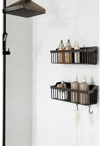 Banyo Rafı 2'li Banyo Düzenleyici Duş Rafı Organizer Şampuanlık Duşakabin Rafı Banyo Organizeri Banyo Askısı P Çok Renkli