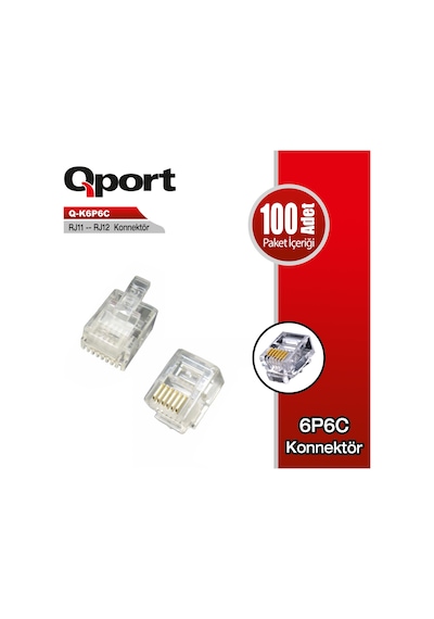 Qport Q-K6P6C Rj11-Rj12 Telefon Soketi 100 Lü Paket