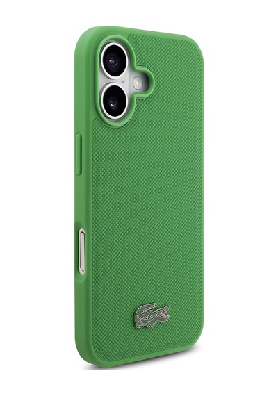 Apple Uyumlu iPhone 17 Kılıf Lacoste Lisanslı M-safe Özellikli Pu Pike Desenli Metal Logolu Kartlıklı Kapak Yeşil Yeşil