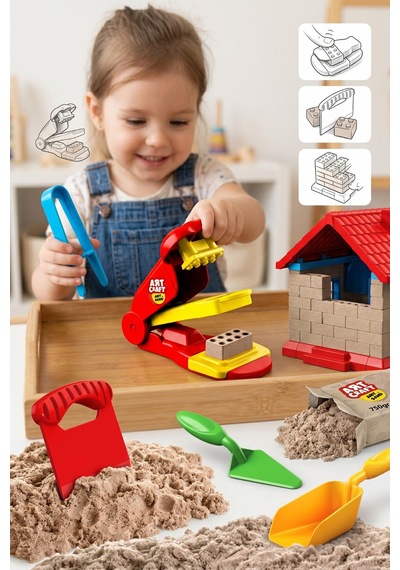Art Craft Sand House Tuğla Yapma Ve Ev İnşa Etme Oyun Kumu Seti 750 Gr Eğitici Oyuncak 3+ Yaş Çok Renkli
