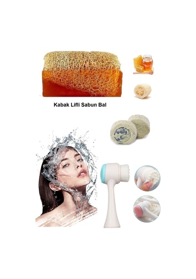 3'lü Cilt Yenileme Siyah Nokta Yüz Temizleme Fırçası Arındırıcı Peeling Kabak Lifli Ballı Sabun