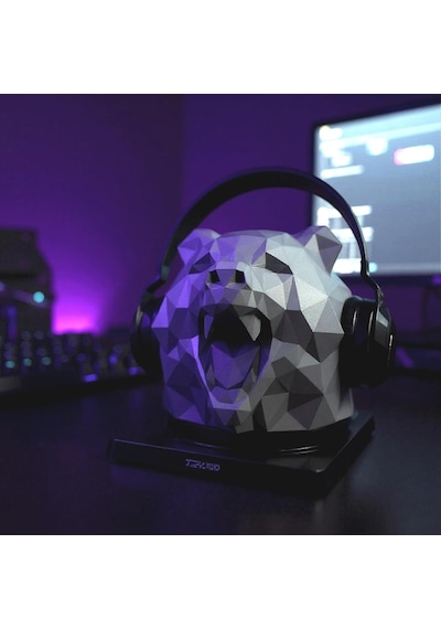 Happy3dworld Ayı Figürlü Kulaklık Standı, 3d Baskı Low Poly Masaüstü Heykel