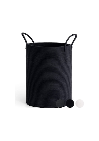 Mavaux Çok Amaçlı, 40cm-36cm Büyük Boy, Yanları Saplı, Sepet, Jüt, Hasır, Dokuma Sepet, Düzenleyici Siyahbüyük