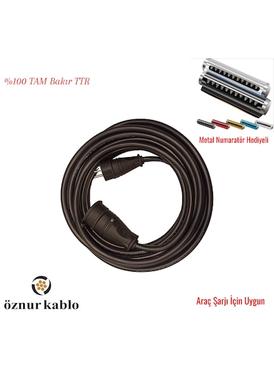 Öznur 3x2.5 Mm Araç Şarj Uzatma Kablosu - Tüm Araçlar Için Uyumlu -ttr Tambakır - Metal Numaratör Hediyeli 15 Metre