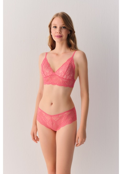 Suwen Tender Leaves Yüksek Bel Dantelli Slip Külot St6000601a077 Pembe
