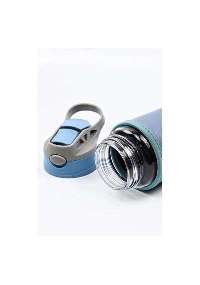 Deri Kılıflı Pipetli Cam Matara - 500 Ml-h2o87152 Mavi