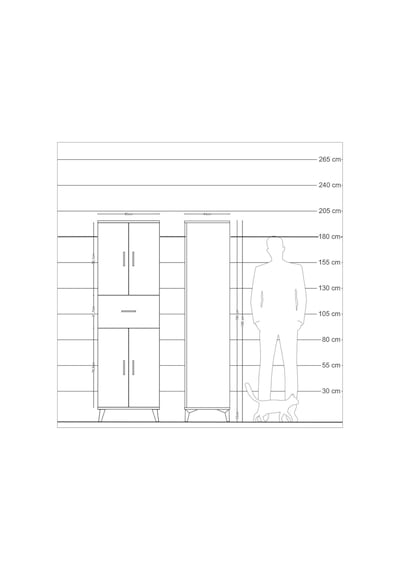 Hyperion Dolap 3 Raflı Tek Çekmeceli 4 Kapaklı 60x44x195 Çam-aytaşı Atlas Çam