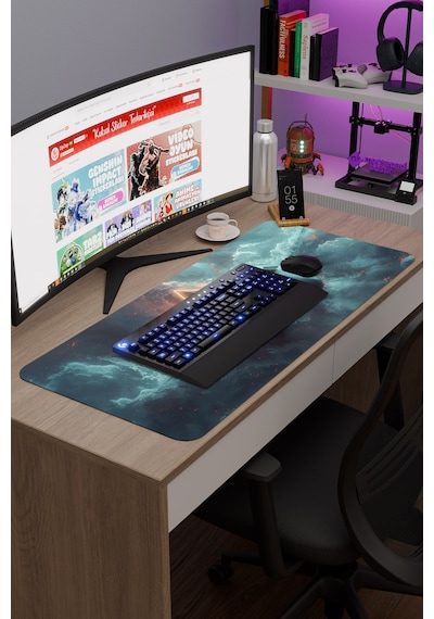 Airplane Uçak Kaymaz Dikişli Kauçuk Oyuncu Mousepad V1 - 90x40 Xxl Gaming Mouse Pad Fare Altlığı
