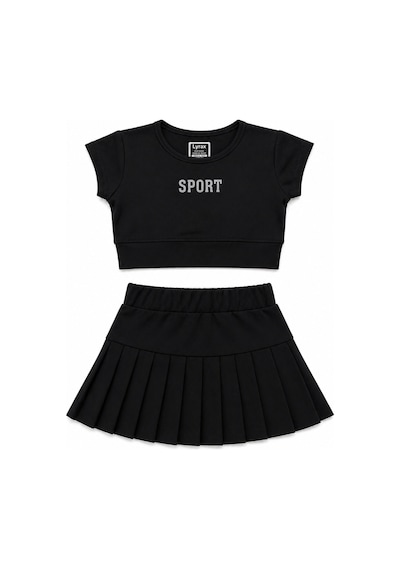 Beniizle Sport Kabartmalı Şort Etekli Kız Çocuk Takım Siyah