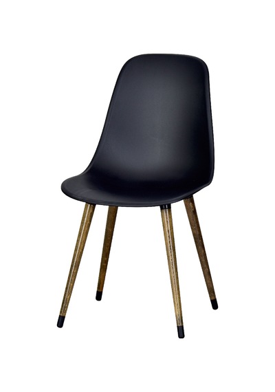 Vilinze Eames Kestane Ahşap Ayak Plastik Siyah Sandalye Eames-beyaz Siyah - Kestane