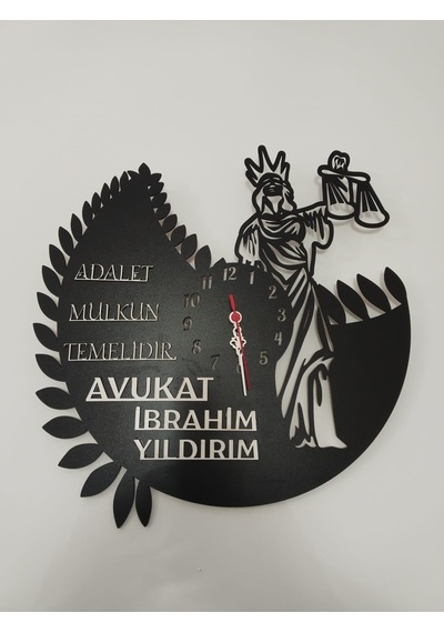 Avukat,adalet,hukuk Bürosu,adliye İçin Duvar Saati Kişiye Özel Siyah