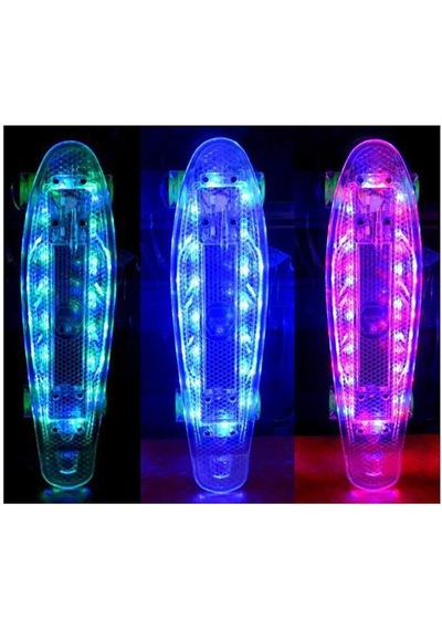 Xslide 22 Inç Ledli Kaykay Şarjlı Led Işıklı Kaykay 80 K Sarı Çok Renkli