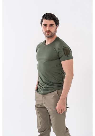 Bikatex Tactical Taktik Tişört Yuvarlak Bisiklet Yaka Tişört Outdoor T-shirt - 801 Haki