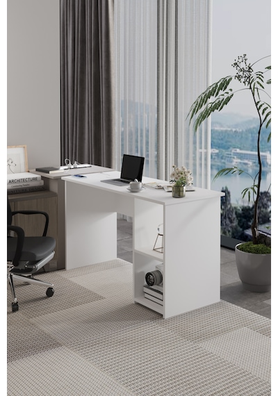 Lina Modern Çalışma Masası 120x60 Cm Raflı Bilgisayar Masası Ofis Ve Ev Çalışma Masası Beyaz Lina Modern Çalışma Masası 120x60 Cm Raflı Bilgisayar Masası Ofis Ve Ev Çalışma Masası Beyaz