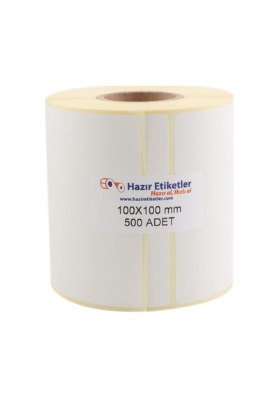 Kargo Etiketi Eko Termal Etiket 100mm X 100mm Ruloda 500 Adet 40mm Kuka Çapında Direk Termal Transfer Etiketi 1