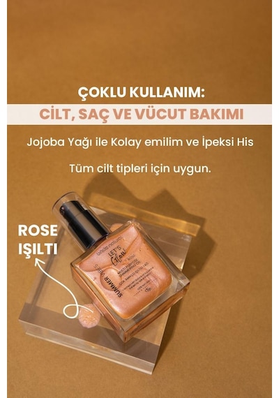 Bade Natural Rose Bitkisel Skualan İçerikli Çok Amaçlı Nemlendirici﻿﻿ Işıltılı Yağ 50 ML