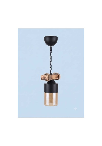 H-acraft Otantik Ahşap 1'li Model Avize Siyah