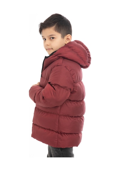 Spor Erkek Çocuk Polarlı Kürklü Kapüşonlu Su Geçirmez Rüzgara Dayanıklı Şişme Kışlık Mont-197 Haki