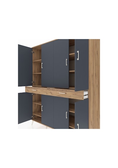 Kronos Gardrop 10 Raflı 2 Çekmeceli 8 Kapaklı 176x59x221 Çam-antrasit/çam Beyaz Kronos Gardrop 10 Raflı 2 Çekmeceli 8 Kapaklı 176x59x221 Çam-antrasit/çam Beyaz