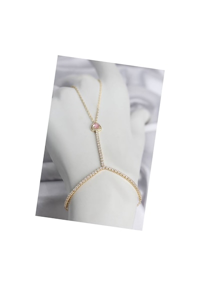 Gold Renk Pirinç Zirkon Taşlı Pembe Model Şahmeran Tj-sn771 Evimdeyokyok