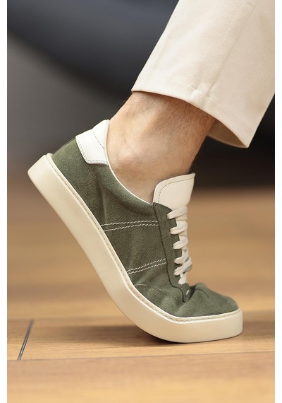 Shoetyle - Yeşil Hakiki Süet Bağcıklı Erkek Sneaker 666-3071-1249