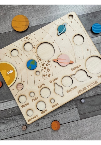 Ahşap Montessori Solar Sistem Gezegenler Yapbozu
