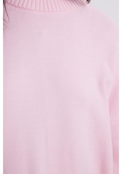 Tudors Kadın Oversize Geniş Kesim Bisiklet Yaka Pembe Kazak-41723 Pembe