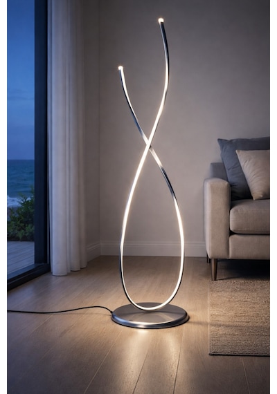 Marsel Gri Renk Gün Işığı Ledli Modern Tasarım Salon - Yatak Odası Led Lambader