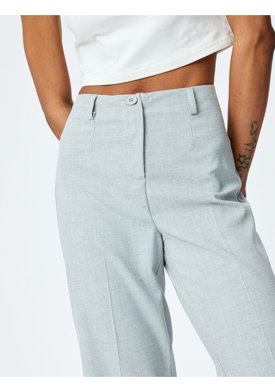 Koton Klasik Kesim Regular Fit Düz Paça Kumaş Pantolon Gri 5sak40224pw Gri