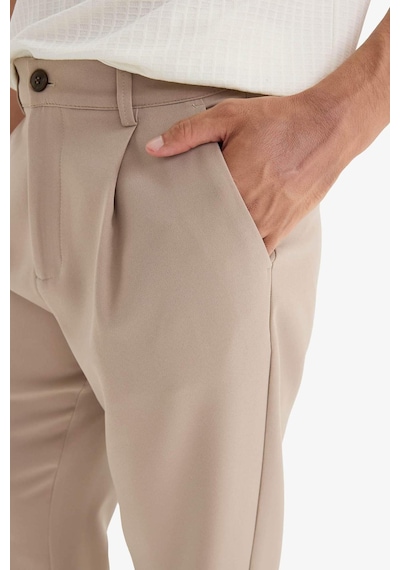 Defacto Straight Fit Pileli Cepli Düz Paça Kumaş Pantolon F7140ax25aubg315 Bej