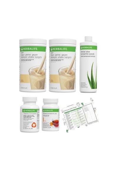 Herbalife Shake Vanilya 2 Adet + Şeftali Çay + Aloe Vera + Thermo Complete + Diyet Listesi Hediye