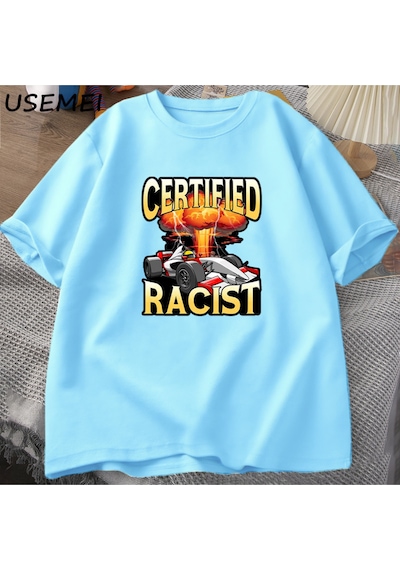 Flood Of Style Sertifikalı İrkçı T-shirt Erkekler Yaz Pamuk Kısa Kollu Tshirt Nostaljik Araba Yarış Racer Ts Mavi