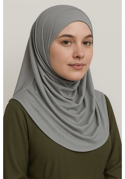 Mim Eşarp Pileli Tesettür Hijab Hazır Eşarp Vizon