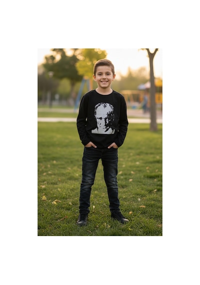 Fullamoda Atatürk Baskılı Uzun Kollu Unisex Çocuk Body 25mcck801130450-siyah SIYAH