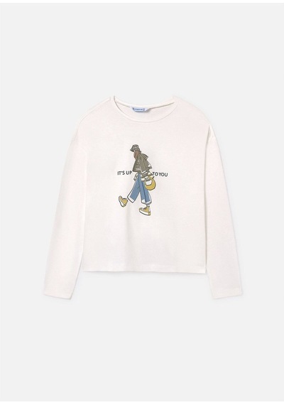 Kız Çocuk Uzun Kol Sweatshirt Ekru 7019 Ekru